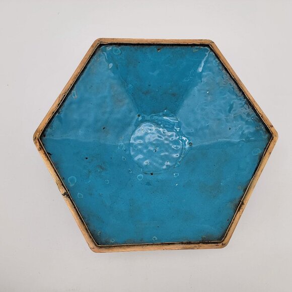 Antique Chinese Cloisonné Hexagonal Shaped Lidded Bowl - Picture 3 of 13